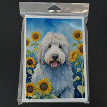 Load image into Gallery viewer, Komondor in Sunflowers Greeting Cards - Blank Note Cards – 8-Pack of Artist-Designed Cards with Envelopes