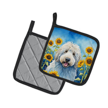 Load image into Gallery viewer, Komondor in Sunflowers Pot Holders - Set of 2 Decorative Kitchen Helpers | Made in the USA