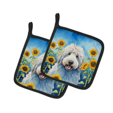 Load image into Gallery viewer, Komondor in Sunflowers Pot Holders - Set of 2 Decorative Kitchen Helpers | Made in the USA