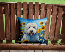 Load image into Gallery viewer, Komondor in Sunflowers Throw Pillow - 14x14 Decorative Pillow – Art for Your Home &amp; Patio