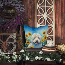 Load image into Gallery viewer, Komondor in Sunflowers Throw Pillow - 14x14 Decorative Pillow – Art for Your Home &amp; Patio