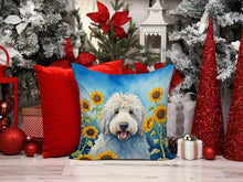 Load image into Gallery viewer, Komondor in Sunflowers Throw Pillow - 14x14 Decorative Pillow – Art for Your Home &amp; Patio