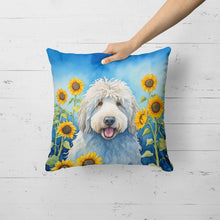 Load image into Gallery viewer, Komondor in Sunflowers Throw Pillow