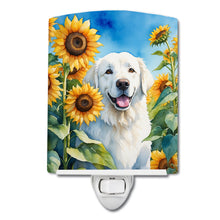 Load image into Gallery viewer, Kuvasz in Sunflowers Ceramic Night Light