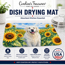 Load image into Gallery viewer, Kuvasz in Sunflowers Dish Drying Mat Absorbent Dish Drying Mat Pad for Kitchen Counter Dish Drainer Mat for Countertop, 14 x 21", Multicolor