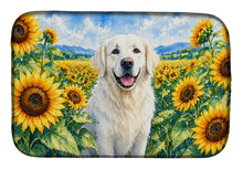 Load image into Gallery viewer, Kuvasz in Sunflowers Dish Drying Mat Absorbent Dish Drying Mat Pad for Kitchen Counter Dish Drainer Mat for Countertop, 14 x 21", Multicolor