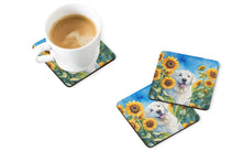 Load image into Gallery viewer, Kuvasz in Sunflowers Coasters - Set of 4 Lightweight Foam, Absorbent Drink Coasters