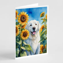 Load image into Gallery viewer, Kuvasz in Sunflowers Greeting Cards - Blank Note Cards – 8-Pack of Artist-Designed Cards with Envelopes