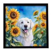 Load image into Gallery viewer, Kuvasz in Sunflowers Framed Metal Print