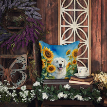 Load image into Gallery viewer, Kuvasz in Sunflowers Throw Pillow - 14x14 Decorative Pillow – Art for Your Home &amp; Patio