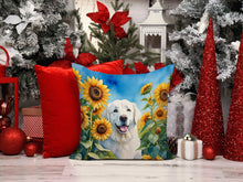 Load image into Gallery viewer, Kuvasz in Sunflowers Throw Pillow - 14x14 Decorative Pillow – Art for Your Home &amp; Patio