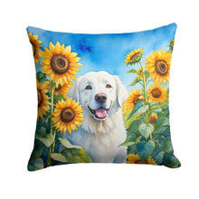 Load image into Gallery viewer, Kuvasz in Sunflowers Throw Pillow - 14x14 Decorative Pillow – Art for Your Home &amp; Patio