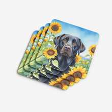 Load image into Gallery viewer, Labrador Retriever in Sunflowers Coasters - Set of 4 Lightweight Foam, Absorbent Drink Coasters