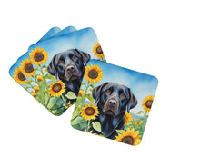 Load image into Gallery viewer, Labrador Retriever in Sunflowers Coasters - Set of 4 Lightweight Foam, Absorbent Drink Coasters