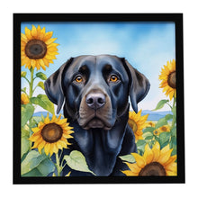 Load image into Gallery viewer, Labrador Retriever in Sunflowers Framed Metal Print