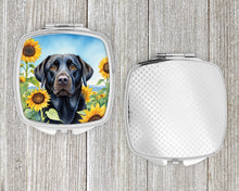 Load image into Gallery viewer, Labrador Retriever in Sunflowers Compact Mirror – Stylish Purse Mirror with Artistic Covers