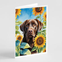 Load image into Gallery viewer, Labrador Retriever in Sunflowers Greeting Cards - Blank Note Cards – 8-Pack of Artist-Designed Cards with Envelopes