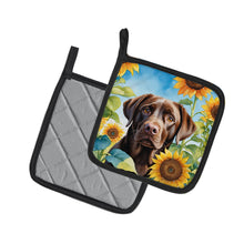 Load image into Gallery viewer, Labrador Retriever in Sunflowers Pot Holders - Set of 2 Decorative Kitchen Helpers | Made in the USA
