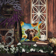 Load image into Gallery viewer, Labrador Retriever in Sunflowers Throw Pillow - 14x14 Decorative Pillow – Art for Your Home &amp; Patio