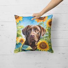 Load image into Gallery viewer, Labrador Retriever in Sunflowers Throw Pillow