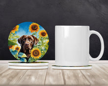 Load image into Gallery viewer, Labrador Retriever in Sunflowers Large Sandstone Coasters Pack of 4