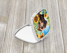 Load image into Gallery viewer, Labrador Retriever in Sunflowers Compact Mirror – Stylish Purse Mirror with Artistic Covers