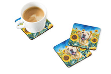 Load image into Gallery viewer, Labrador Retriever in Sunflowers Coasters - Set of 4 Lightweight Foam, Absorbent Drink Coasters