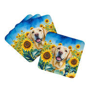 Load image into Gallery viewer, Labrador Retriever in Sunflowers Coasters - Set of 4 Lightweight Foam, Absorbent Drink Coasters