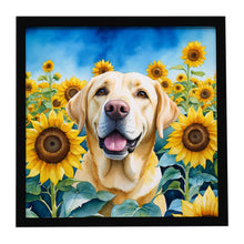 Load image into Gallery viewer, Labrador Retriever in Sunflowers Framed Metal Print
