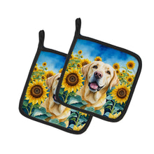 Load image into Gallery viewer, Labrador Retriever in Sunflowers Pot Holders - Set of 2 Decorative Kitchen Helpers | Made in the USA