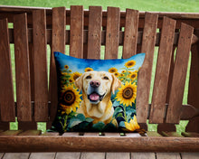 Load image into Gallery viewer, Labrador Retriever in Sunflowers Throw Pillow - 14x14 Decorative Pillow – Art for Your Home &amp; Patio