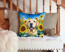 Load image into Gallery viewer, Labrador Retriever in Sunflowers Throw Pillow - 14x14 Decorative Pillow – Art for Your Home &amp; Patio