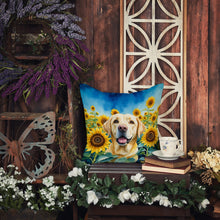 Load image into Gallery viewer, Labrador Retriever in Sunflowers Throw Pillow - 14x14 Decorative Pillow – Art for Your Home &amp; Patio