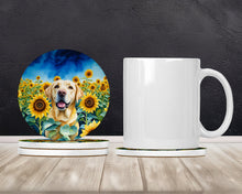 Load image into Gallery viewer, Labrador Retriever in Sunflowers Large Sandstone Coasters Pack of 4