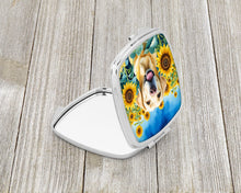 Load image into Gallery viewer, Labrador Retriever in Sunflowers Compact Mirror – Stylish Purse Mirror with Artistic Covers