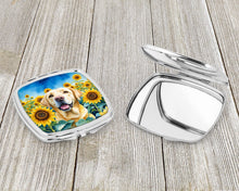 Load image into Gallery viewer, Labrador Retriever in Sunflowers Compact Mirror – Stylish Purse Mirror with Artistic Covers