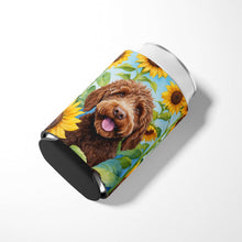 Load image into Gallery viewer, Labradoodle in Sunflowers Can or Bottle Hugger