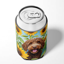 Load image into Gallery viewer, Labradoodle in Sunflowers Can or Bottle Hugger