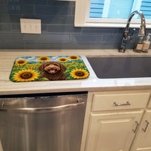 Load image into Gallery viewer, Labradoodle in Sunflowers Dish Drying Mat Absorbent Dish Drying Mat Pad for Kitchen Counter Dish Drainer Mat for Countertop, 14 x 21", Multicolor