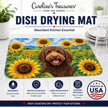 Load image into Gallery viewer, Labradoodle in Sunflowers Dish Drying Mat Absorbent Dish Drying Mat Pad for Kitchen Counter Dish Drainer Mat for Countertop, 14 x 21", Multicolor