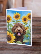 Load image into Gallery viewer, Labradoodle in Sunflowers Greeting Cards - Blank Note Cards – 8-Pack of Artist-Designed Cards with Envelopes