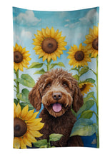Load image into Gallery viewer, Labradoodle in Sunflowers Kitchen Towel