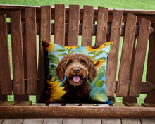 Load image into Gallery viewer, Labradoodle in Sunflowers Throw Pillow - 14x14 Decorative Pillow – Art for Your Home &amp; Patio