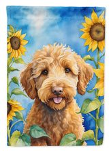 Load image into Gallery viewer, Labradoodle in Sunflowers House Flag