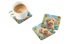 Load image into Gallery viewer, Labradoodle in Sunflowers Coasters - Set of 4 Lightweight Foam, Absorbent Drink Coasters