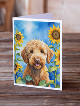 Load image into Gallery viewer, Labradoodle in Sunflowers Greeting Cards - Blank Note Cards – 8-Pack of Artist-Designed Cards with Envelopes