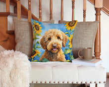Load image into Gallery viewer, Labradoodle in Sunflowers Throw Pillow - 14x14 Decorative Pillow – Art for Your Home &amp; Patio