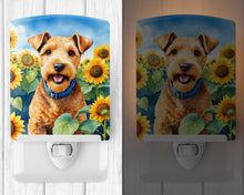 Load image into Gallery viewer, Lakeland Terrier in Sunflowers Ceramic Night Light