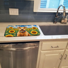 Load image into Gallery viewer, Lakeland Terrier in Sunflowers Dish Drying Mat Absorbent Dish Drying Mat Pad for Kitchen Counter Dish Drainer Mat for Countertop, 14 x 21", Multicolor