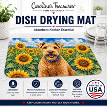 Load image into Gallery viewer, Lakeland Terrier in Sunflowers Dish Drying Mat Absorbent Dish Drying Mat Pad for Kitchen Counter Dish Drainer Mat for Countertop, 14 x 21", Multicolor